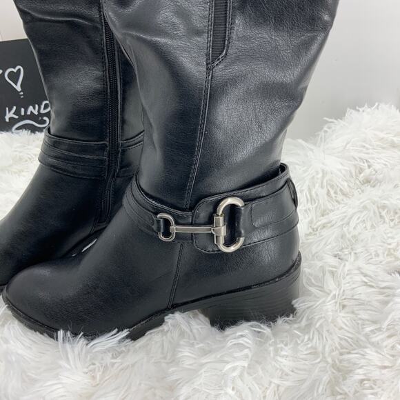 Sole Sensability Black Faux Leather Riding Boots 9 - Picture 2 of 12